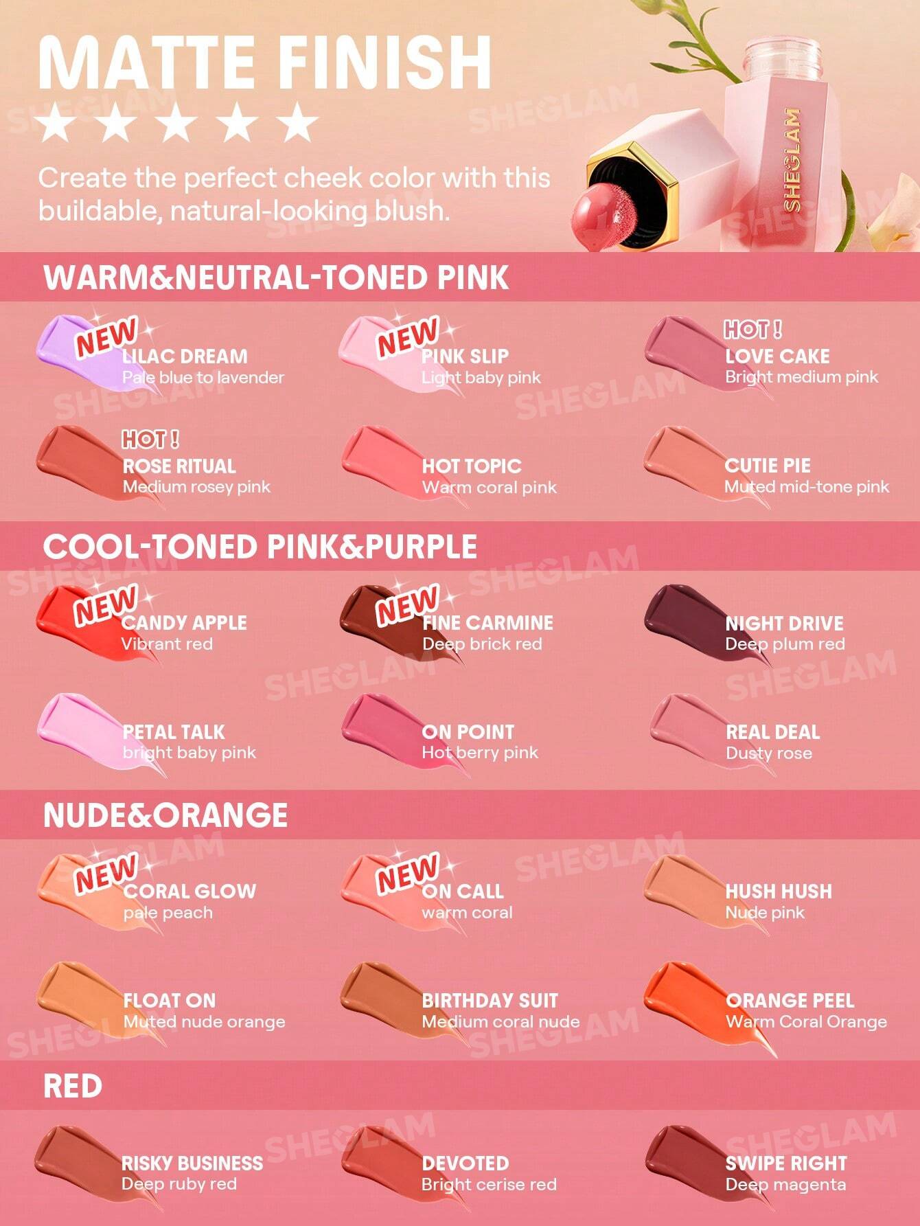 رژگونه مایع شیگلم مات مدل Liquid Blush Matte — Love Cake — نمای ۴